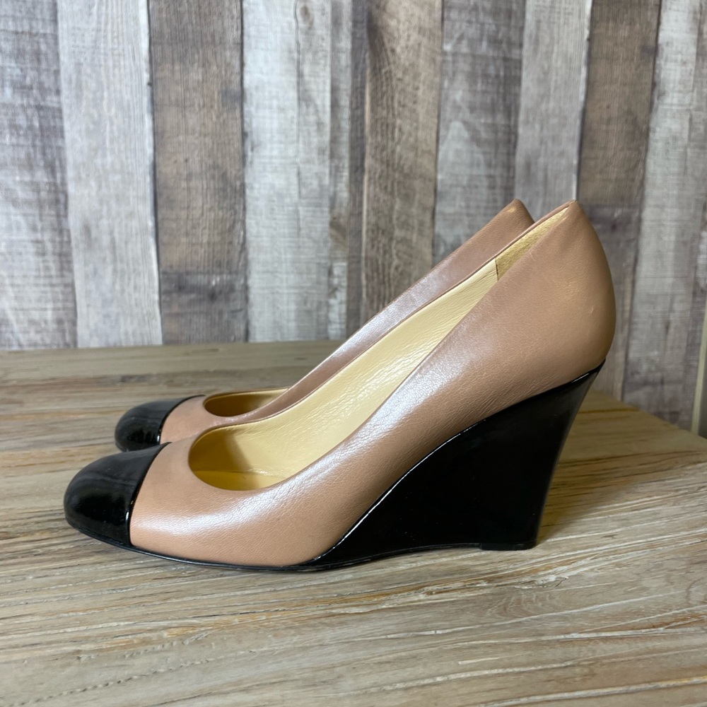 Kate Spade Kimmy Wedge Nude Leather Back Cap Toe